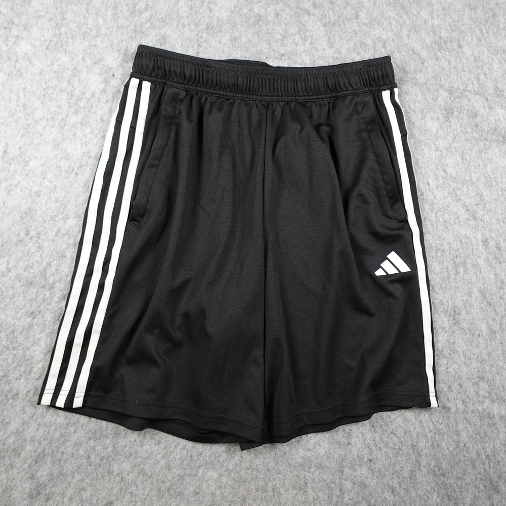 Adidas Shorts Mens Medium Tall Black Train Essentials Pique 3 Stripes Training